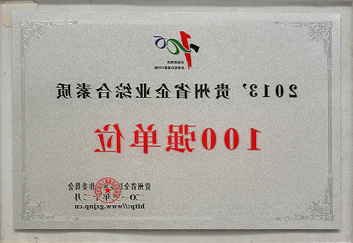 2013-贵州省企业综合素质-100强单位（2013.12）